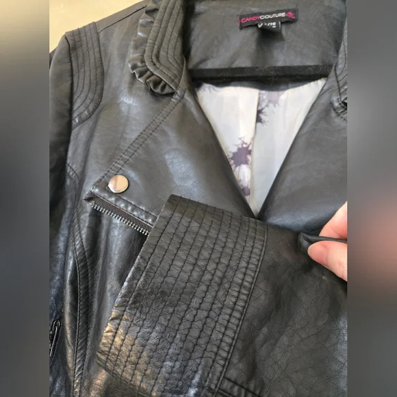 Candy Couture | Black Faux Leather Women's Jacket, Ptp 21" - Picture 10 of 10